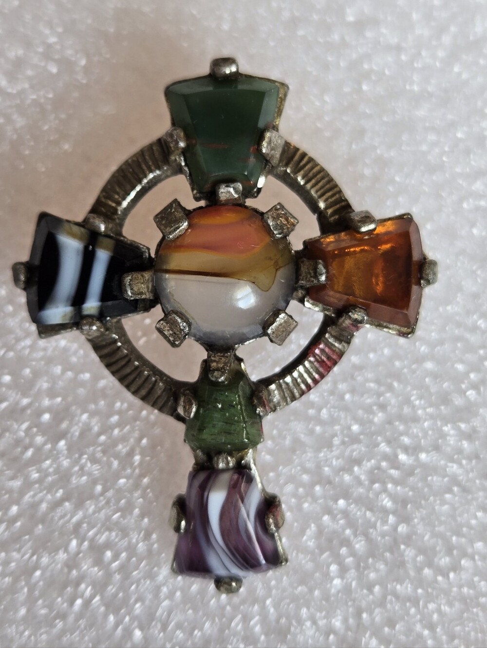 Vintage Scottish Celtic Cross Brooch Pendant